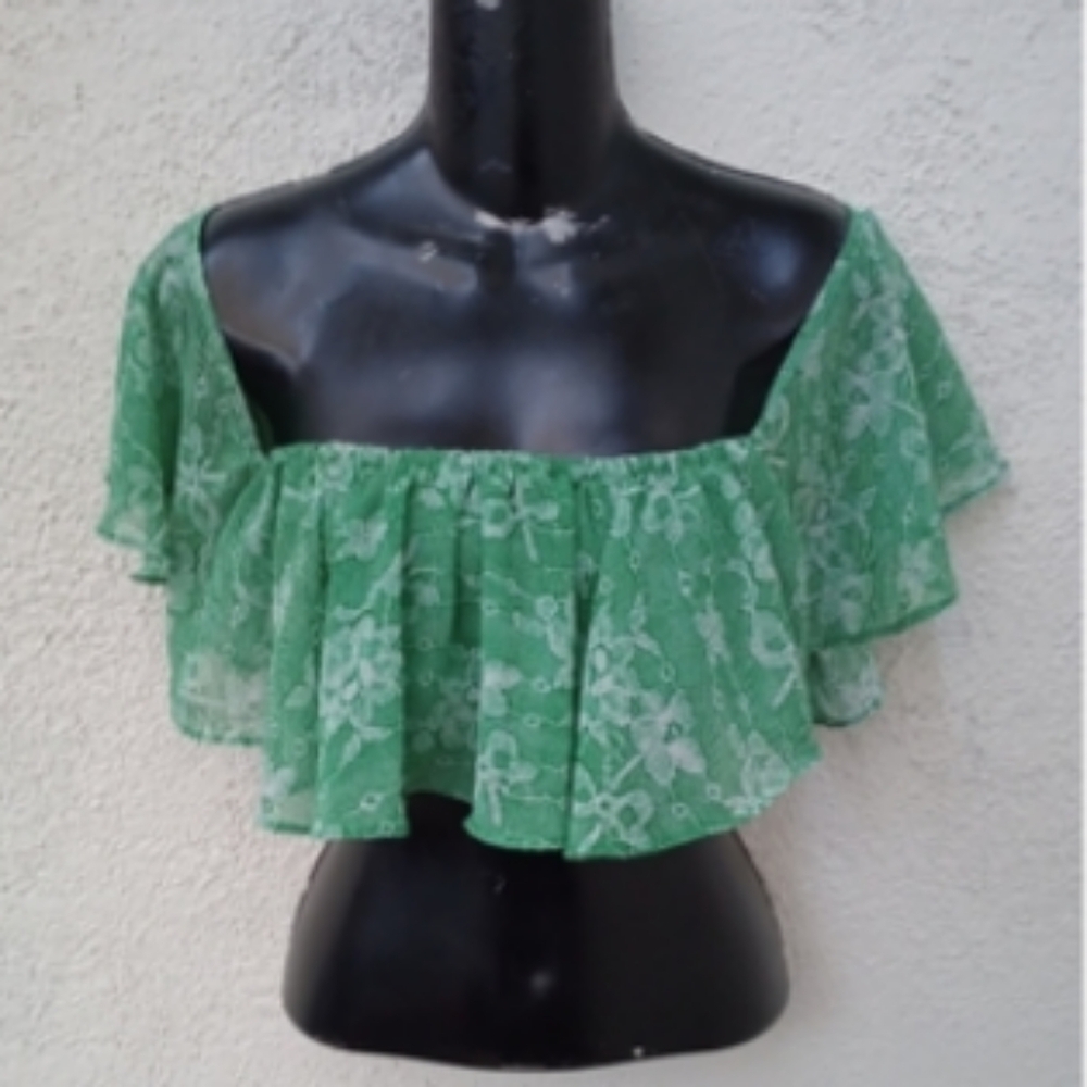 Blue Life Ruffled Cropped Top Summer Casual Festival Fit Bohemian Streetwear